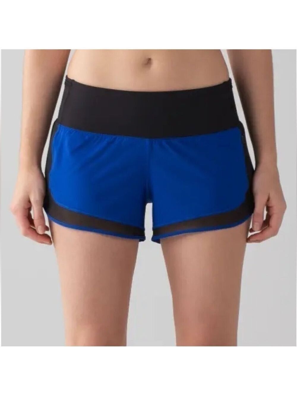 Lululemon Mind Over Miles Shorts 3.5" Blue Black Running Womens Size 10